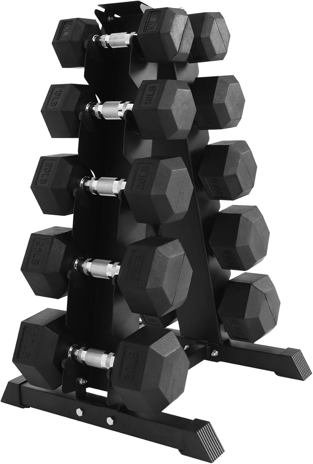Premium Rubber Coated Hex Dumbbell Weight Set and Storage Rack. Multiple Packages - Image 2