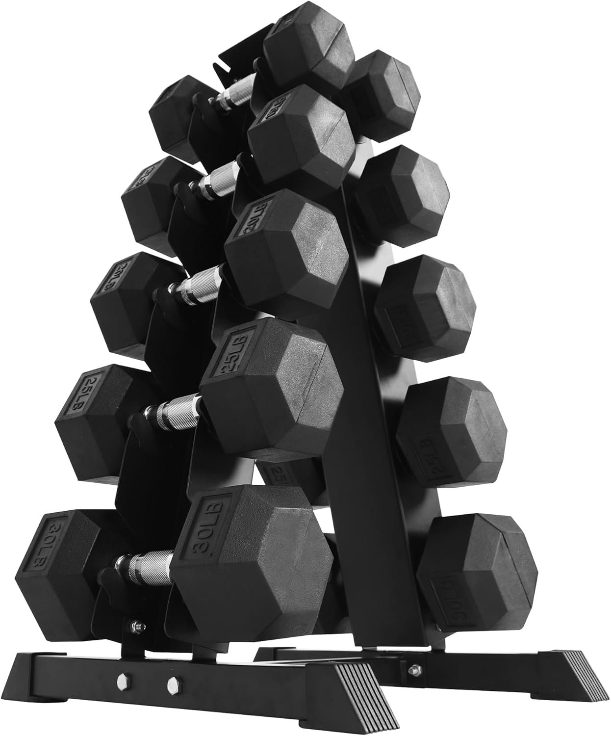 Premium Rubber Coated Hex Dumbbell Weight Set and Storage Rack. Multiple Packages