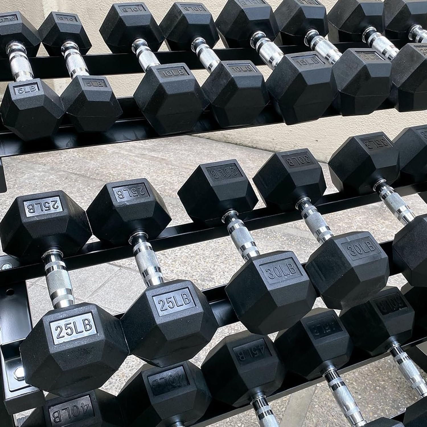 450-550 lb Dumbbells Weight Sets with Rack Rubber Encased Hex Dumbbell Free Weights 5-45 LB(9 Pair) Weight Rack with Dumbbells Set for Your Home Gym - Image 2